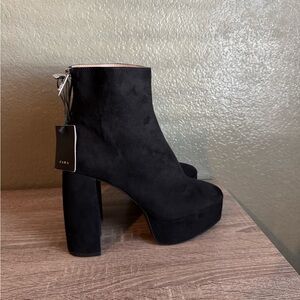 Zara women black heels platform ankle boots size 10